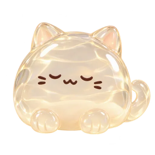 Milk Pudding, a translucent cream jelly cat from Jellycat